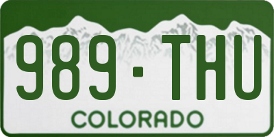 CO license plate 989THU