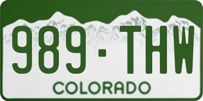 CO license plate 989THW