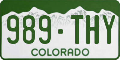CO license plate 989THY