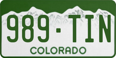 CO license plate 989TIN