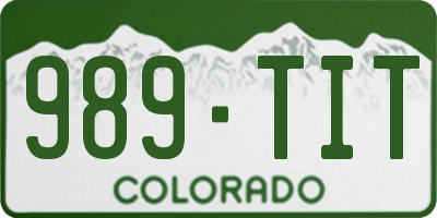 CO license plate 989TIT