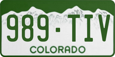 CO license plate 989TIV