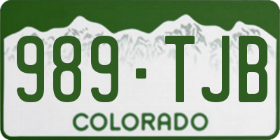 CO license plate 989TJB