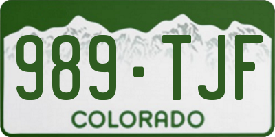 CO license plate 989TJF