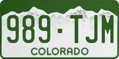 CO license plate 989TJM