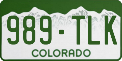 CO license plate 989TLK