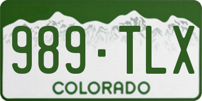CO license plate 989TLX