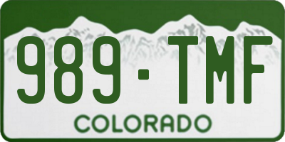 CO license plate 989TMF
