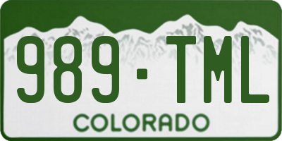 CO license plate 989TML