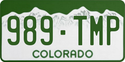 CO license plate 989TMP