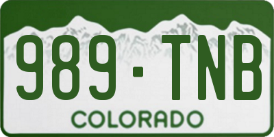 CO license plate 989TNB