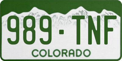 CO license plate 989TNF