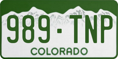 CO license plate 989TNP