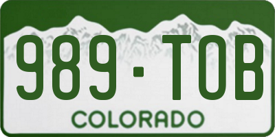 CO license plate 989TOB