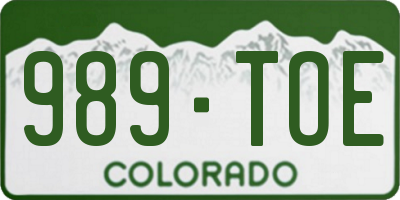 CO license plate 989TOE
