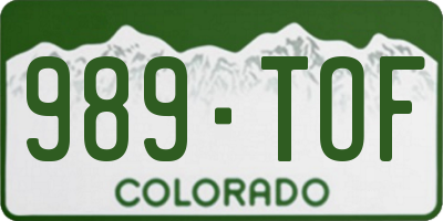 CO license plate 989TOF