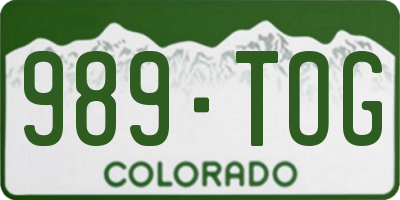 CO license plate 989TOG