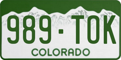 CO license plate 989TOK