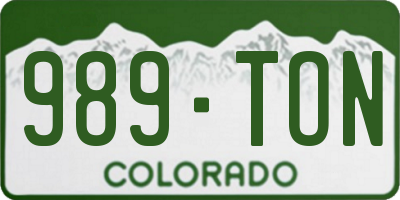 CO license plate 989TON