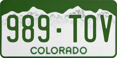 CO license plate 989TOV