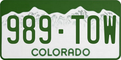 CO license plate 989TOW