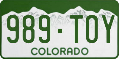 CO license plate 989TOY