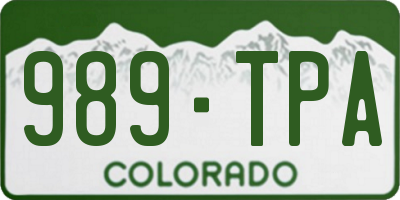 CO license plate 989TPA