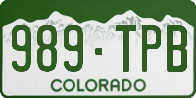 CO license plate 989TPB