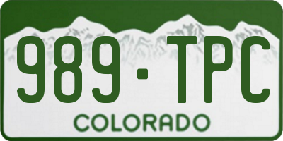 CO license plate 989TPC
