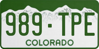 CO license plate 989TPE