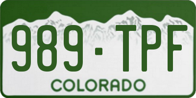 CO license plate 989TPF