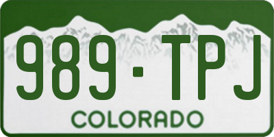 CO license plate 989TPJ