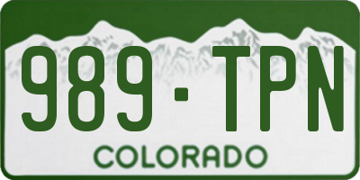 CO license plate 989TPN