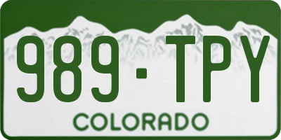 CO license plate 989TPY