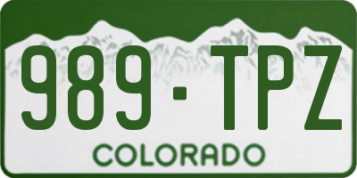 CO license plate 989TPZ