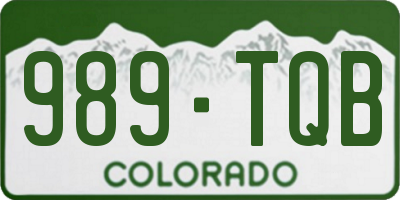 CO license plate 989TQB