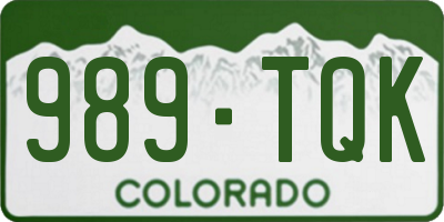 CO license plate 989TQK