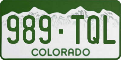CO license plate 989TQL