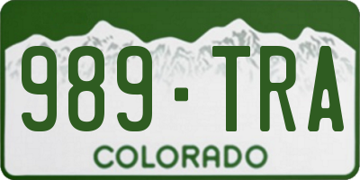 CO license plate 989TRA