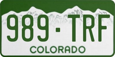 CO license plate 989TRF