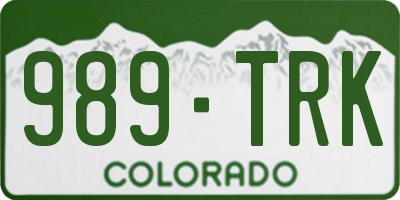 CO license plate 989TRK