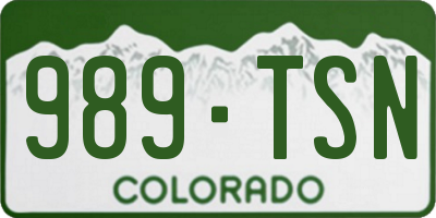 CO license plate 989TSN