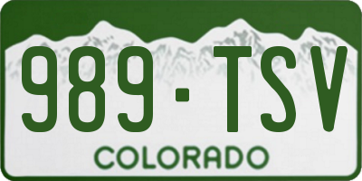 CO license plate 989TSV