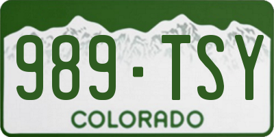 CO license plate 989TSY