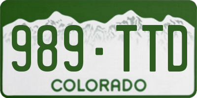 CO license plate 989TTD
