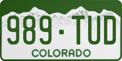 CO license plate 989TUD