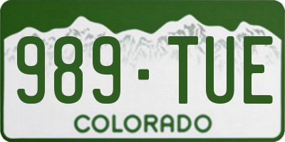 CO license plate 989TUE