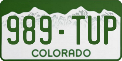 CO license plate 989TUP