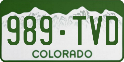 CO license plate 989TVD