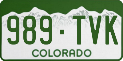 CO license plate 989TVK